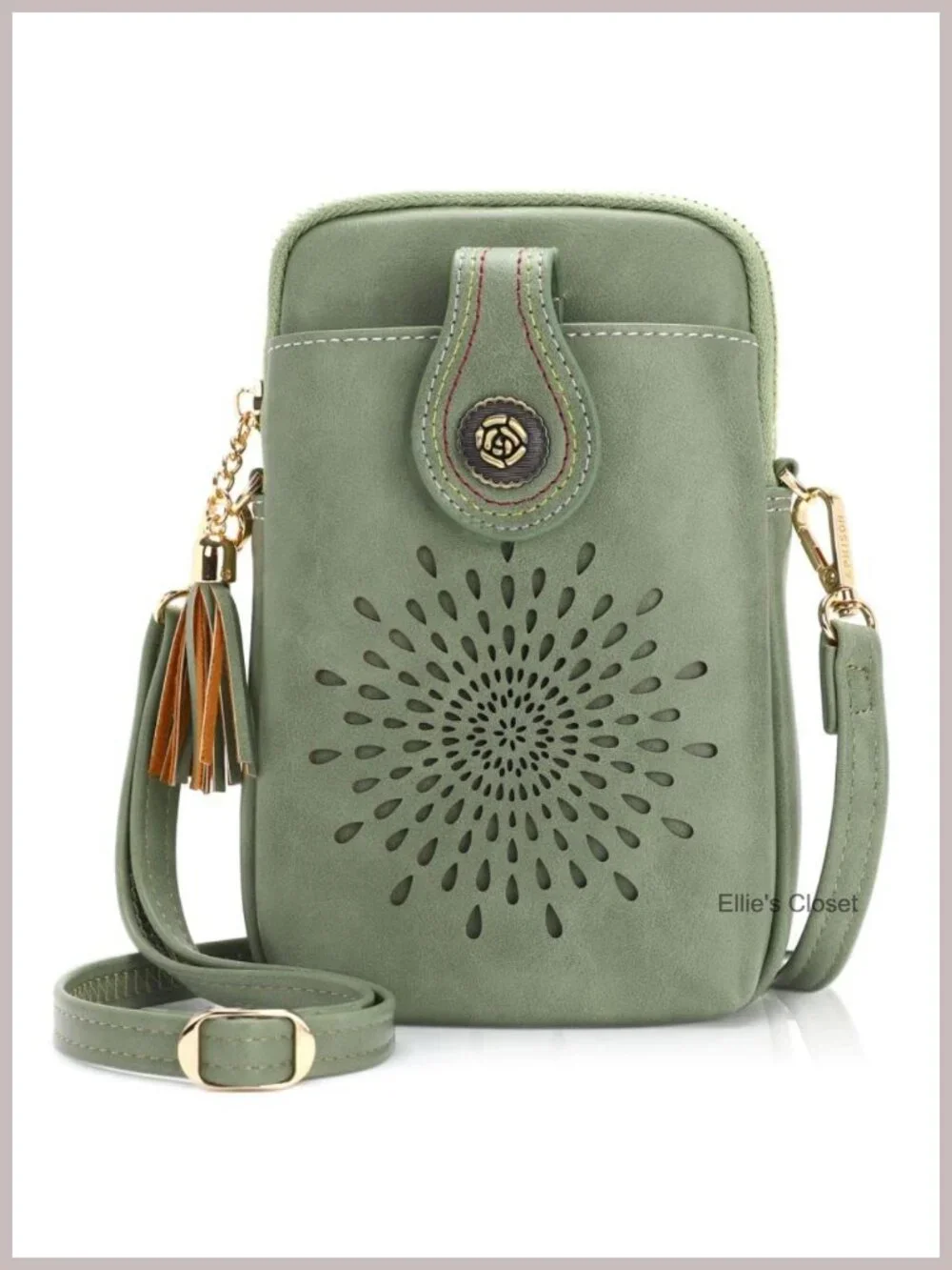 Small Crossbody Bag for Women - Vegan Leather Phone Purse with Tassels